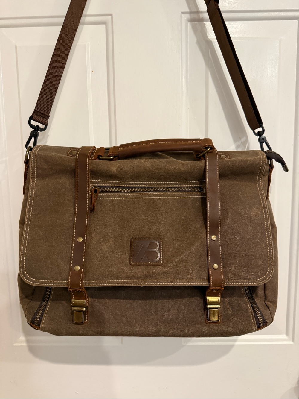 Vintage ZB Messenger Bag waterproof canvas and leather - Picture 5 of 12